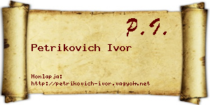 Petrikovich Ivor névjegykártya